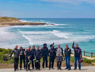 Motorcycle group at the Atlantic Ocean