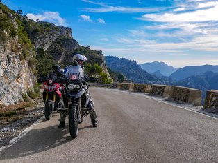 Bikers from Hispania Tours enjoying the view over the Carretera de la Cabra