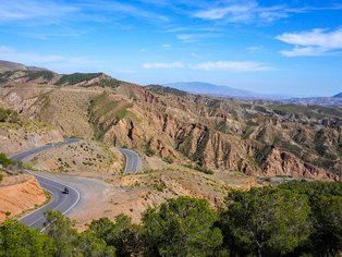 Motorcyclist in Tabernas desert